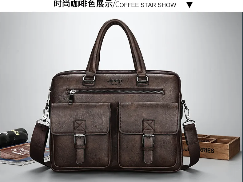 ZYJ Men Business Travel Leather Laptop Briefcase Male Bags Causal Sling Messenger Shoulder Portfolio Briefcase Bag Handbag Bolsa (23)