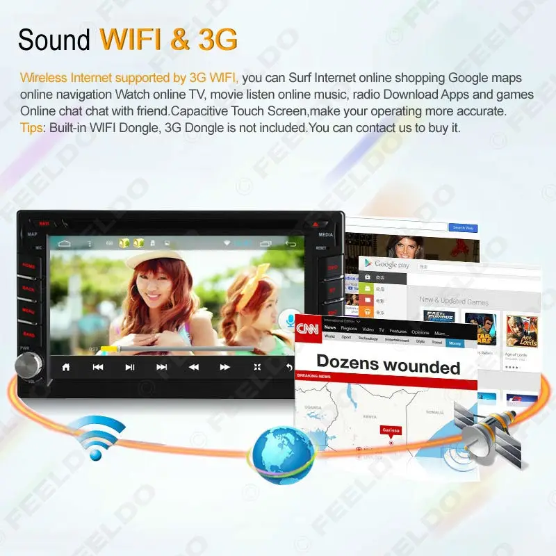 Best LEEWA 6.2"inch Universal 2DIN Android 4.4.4 Quad Core Car DVD Player With GPS Navi Radio For Nissan/Hyundai #CA2420 13