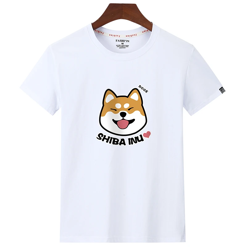 Мужская Милая футболка Шиба ину, Модная белая футболка с принтом забавной собаки из мультфильма, мягкая мужская футболка с круглым вырезом из хлопка, Мужская футболка размера плюс