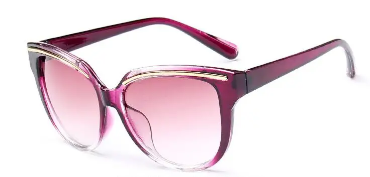 Винтажные Солнцезащитные очки для женщин, модные брендовые дизайнерские солнцезащитные очки «кошачий глаз», женские очки в форме бровей, женские очки - Цвет линз: Фиолетовый