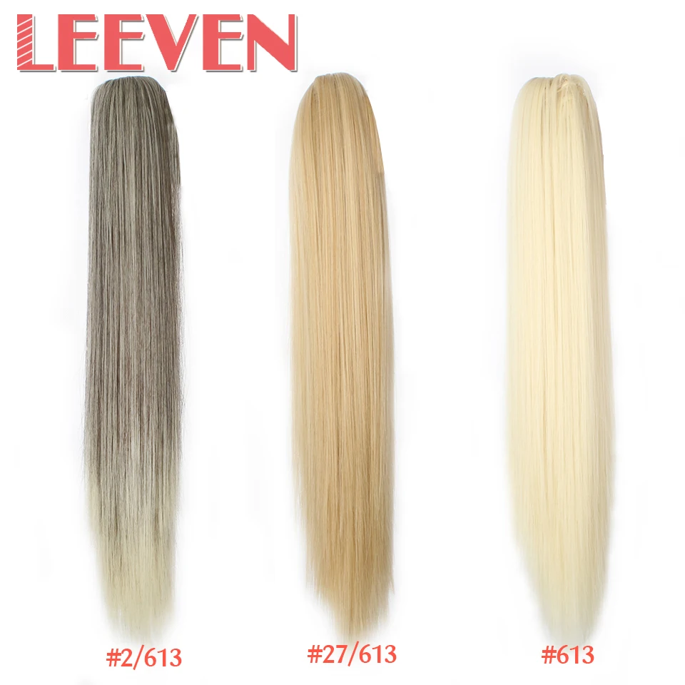 Leeven, 20 дюймов, 120 г, синтетические накладные волосы, коготь, конский хвост, прямые волосы для наращивания, высокотемпературное волокно, 6 цветов