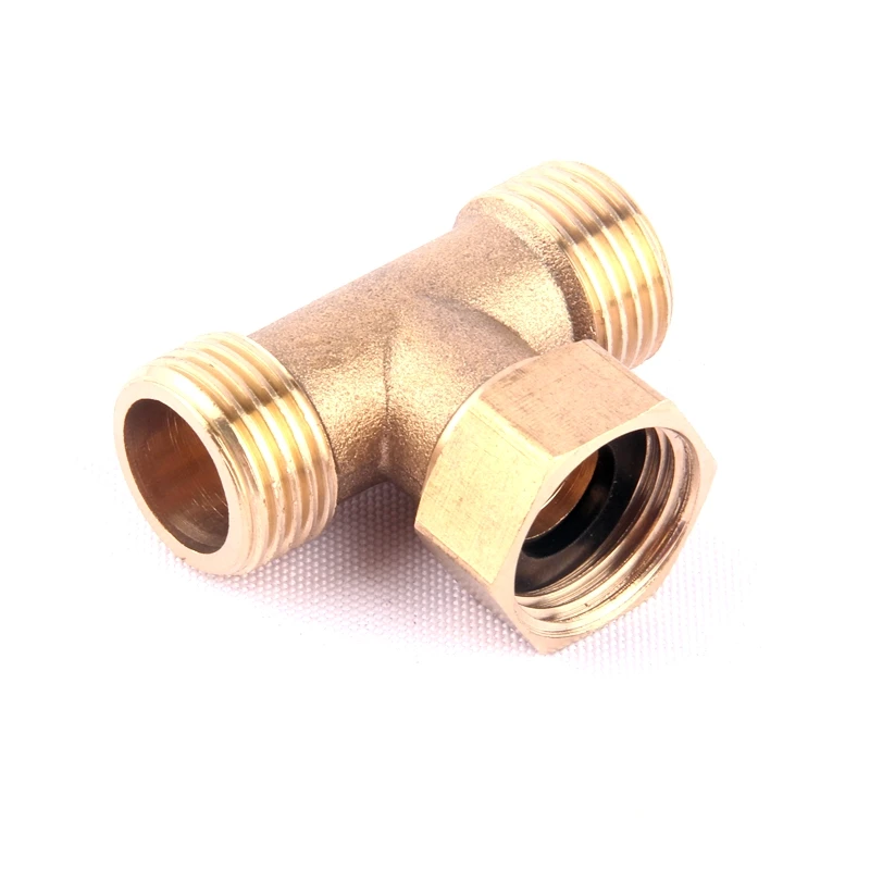 

1pc 1/2 Inch Brass Tee Thread Connector Garden Hose 3 Way Brass Pipe Fitting