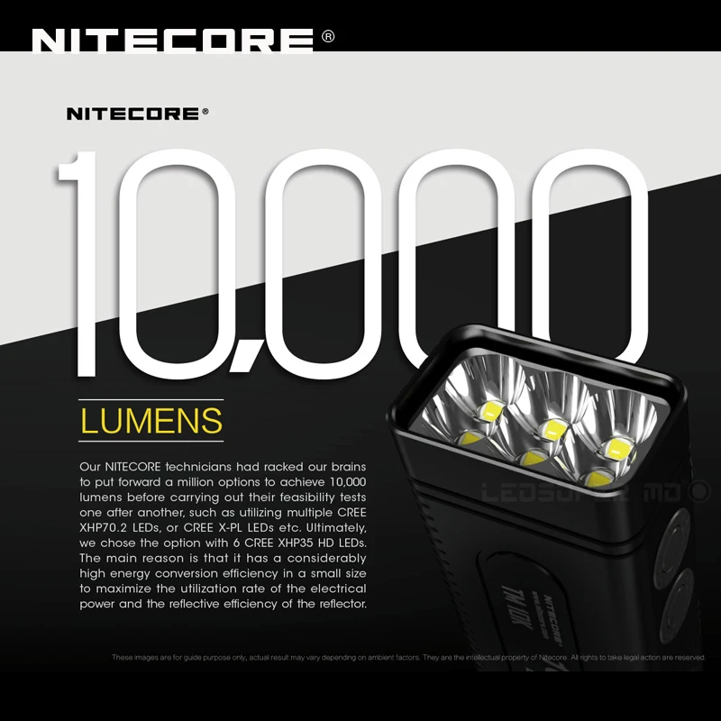 10000 люмен Nitecore TM10K компактный и интеллектуальный фонарик Sharp Light встроенный литий