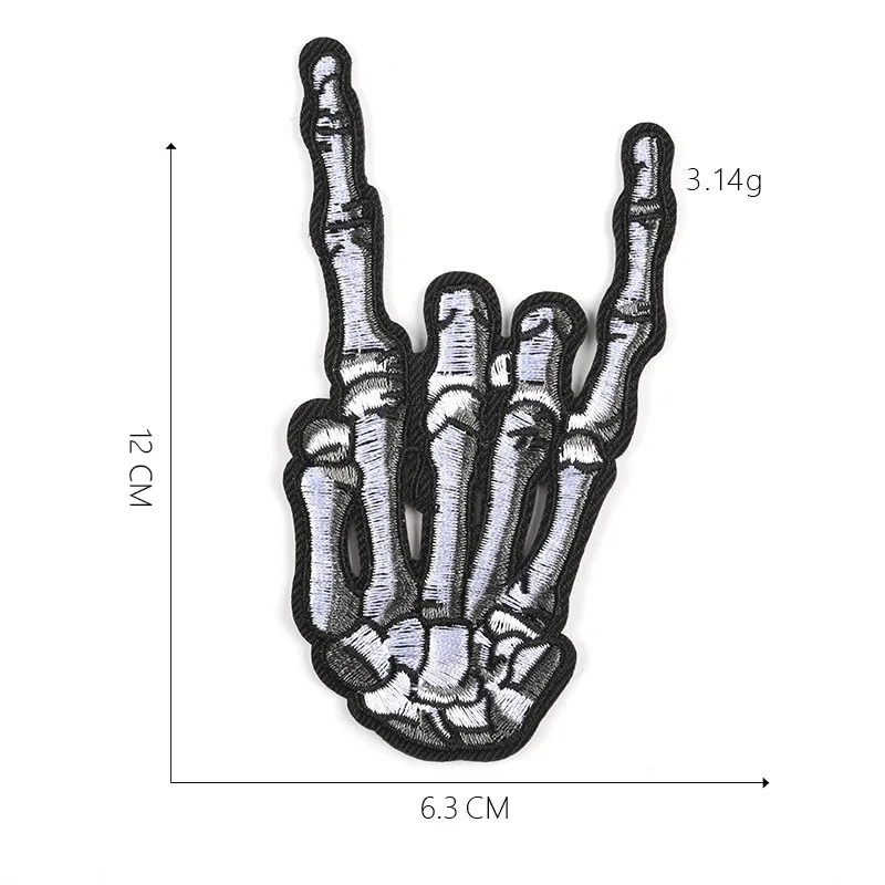 Нашивки в виде черепа, вышитые железные нашивки, эмблемы в стиле рок, панк, одежда, куртка, сумка, сделай сам, украшения, черные, крутые аппликации на палец - Цвет: 004
