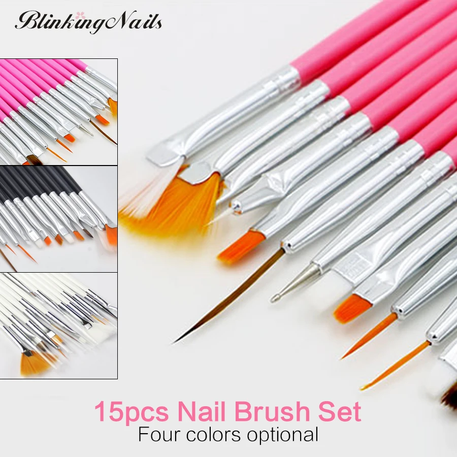 BlinkinNails 15pcs Nail Brush Sets of Nail Brushes Nail Art Tool Liner