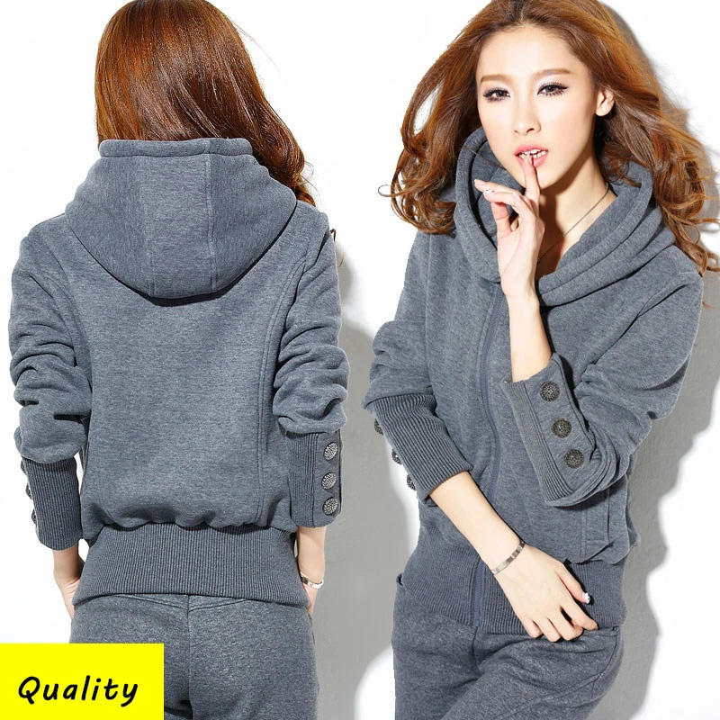 

Korean women hooded sportwear 2 piece suit set 2019 spring autumn new knitted suit female slim tops+long pants suit Ms tracksuit