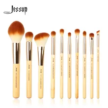 Jessup Brand 10pcs Beauty Bamboo Professional Makeup Brushes Set Make up Brush Tools kit Foundation Powder Definer Shader Liner