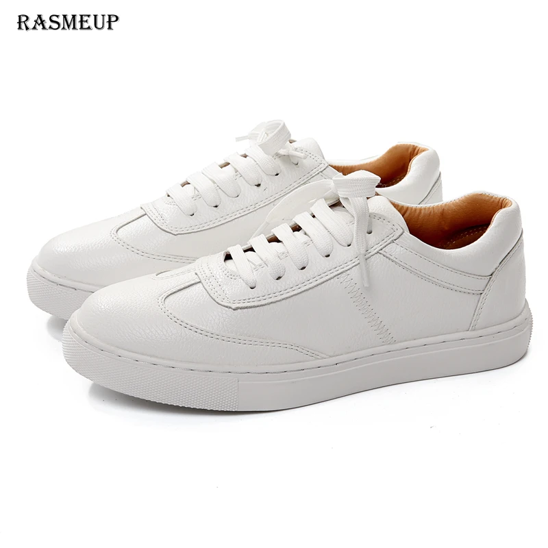 RASMEUP Leather White Women's Sneakers 2018 Fashion Lace Up Women ...