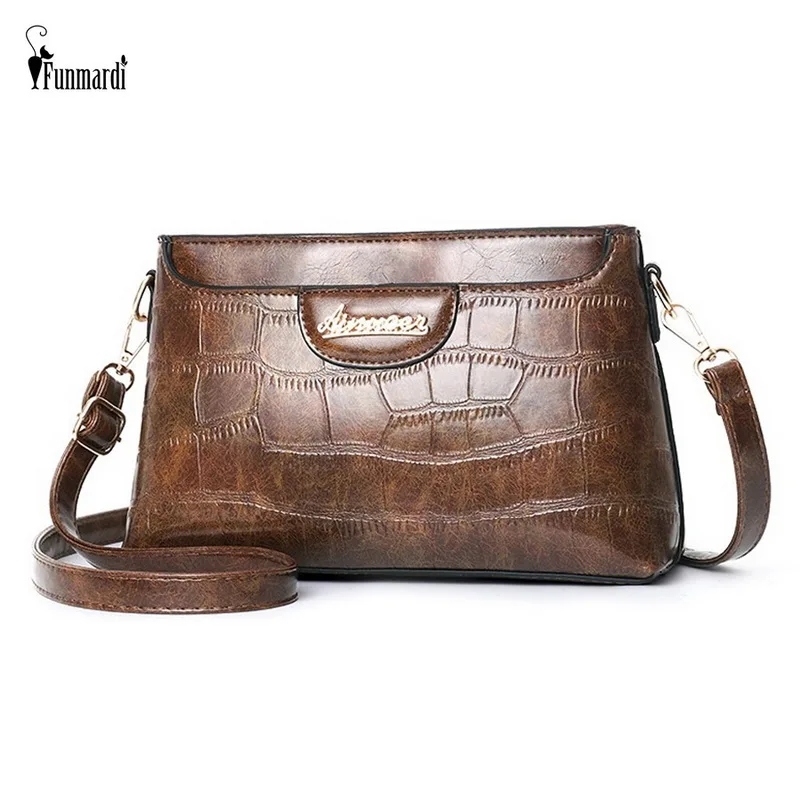 

FUNMARDI Vintage Small Crossbody Bags Alligator Designer Women Bags Over Shoulder Bag PU Leather Messenger Bag For Lady WLHB1966