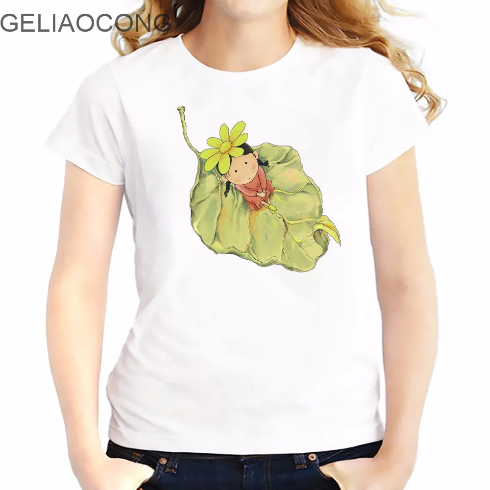 GELIAOCONG 2017 Art Letter Green Leaf Simple Loose And Comfortable Fairy Tale Best Sleeve Shirt Colorful Model Ladies T-shirt | Женская