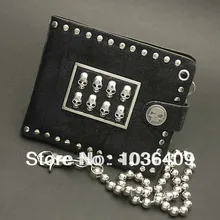 Мужской модный кожаный бумажник с черепом Байкер-рокер сумочка в стиле панк