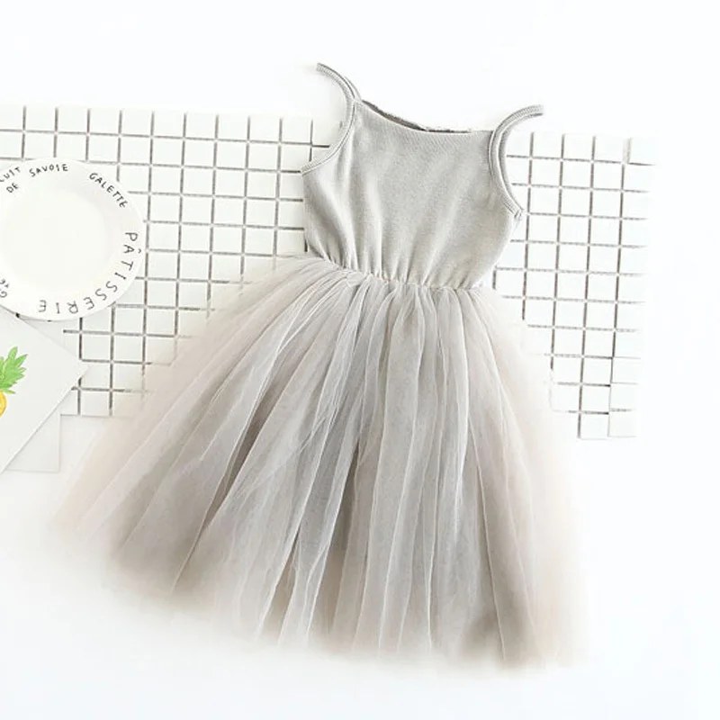 

New Baby Girls Sling Ball Dresses Knit Cotton Mesh Vest Ballet Tutu Dress Summer Girl Party