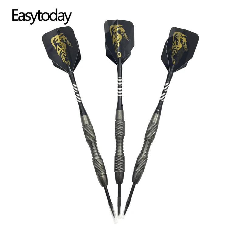 Easytoday 3Pcs/set Professional Tungsten Darts Hard Type Steel Tip Darts Set Tungsten Barrel Aluminum Shafts Darts Flights 3pcs professional flying dart tungsten steel needle tip dart sport outdoor indoor entertainment game accessories