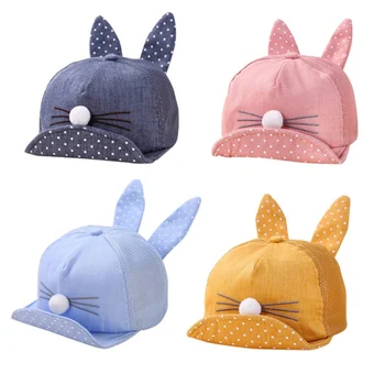 

Cute Newborn Toddler Girl Boy Rabbit Ear Cat Baby Hat Kids Cat Caps Snapback Baseball Dots Kid's Caps