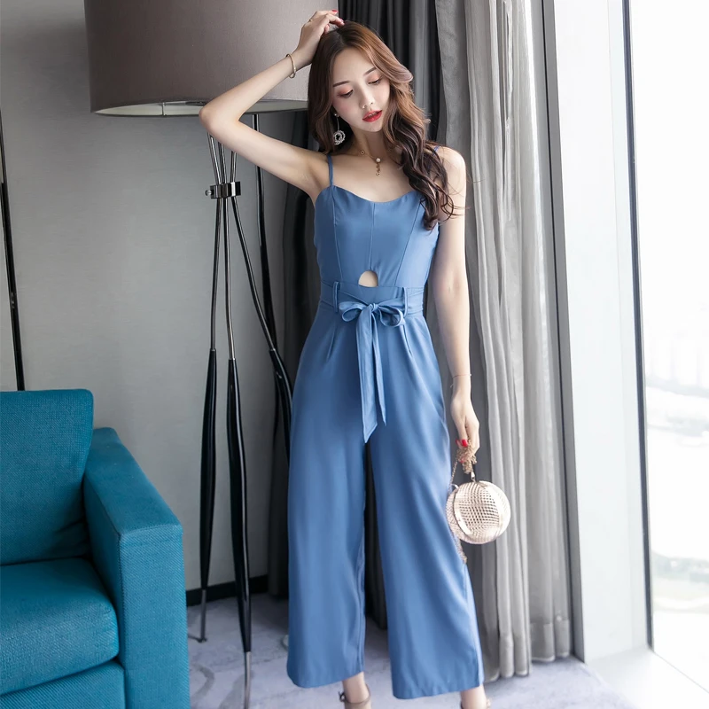fashion brands Women's Clothing solid hollow out jumpsuit v-neck spaghetti strap Playsuits summer style Bodysuit woman new