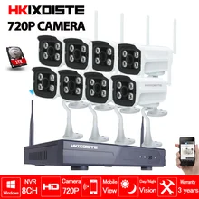 8CH CCTV System Wireless 720P NVR 8PCS 1.0MP IR Outdoor P2P Wifi IP CCTV Security Camera System Surveillance Kit 1TB HDD