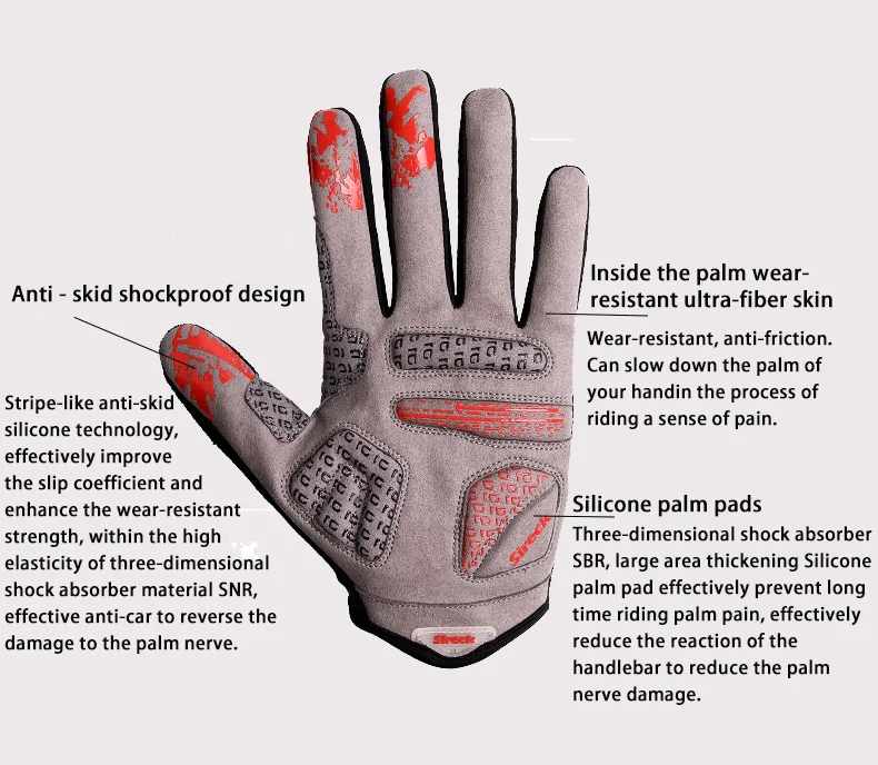 Sireck Мягкий Велоспорт Перчатки Полный Палец MTB Перчатки Горная Дорога Велосипед Перчатки Велосипедные luva Guantes Ciclismo Gants Velo S-XL