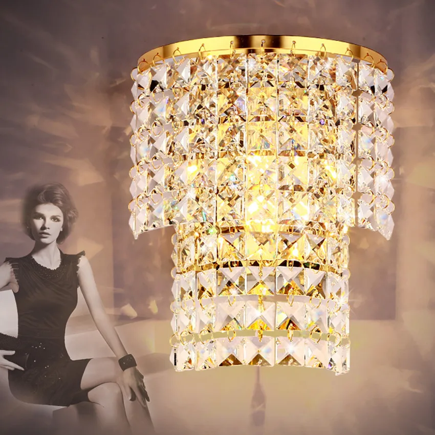 

Modern fashion wall lamp gold silver glass crystal bedroom tv wall sofa wall Background wall led light