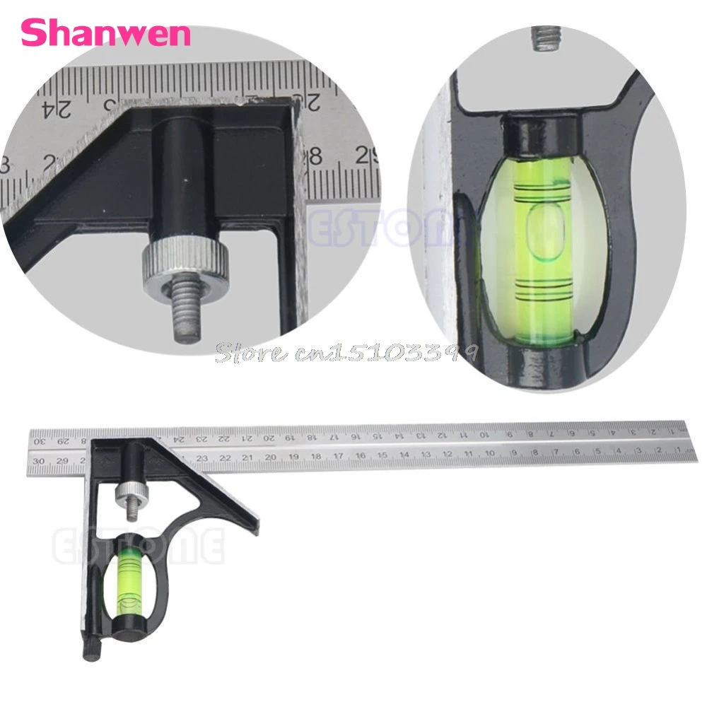New Adjustable Sliding Combination Square Ruler Level Measuring Tool 300mm (12") G08 Drop ship