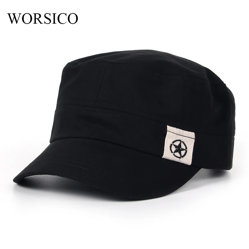 

Summer Men Baseball Caps Star Embroidered Hats Cotton Snapback Flat Cap Army Cadet Hat Male Gorros Hombre Hip Hop Caps