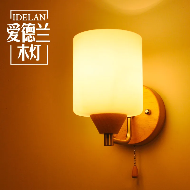 

Edelwood lamp] bedside staircase, hallway, aisle wall, bedroom glass, Japanese tatami, solid wood wall lamp
