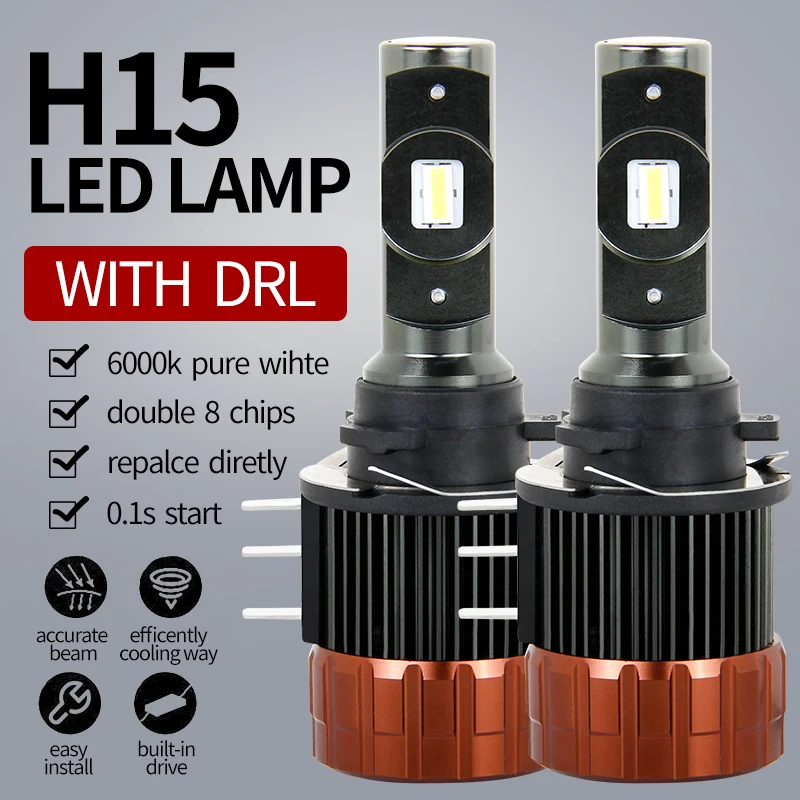 TC-X Error Free Canbus Car Headlight Bulb LED H15 For bmw audi volkswagen H15 led ampul araba far h15 led lamp lights for auto