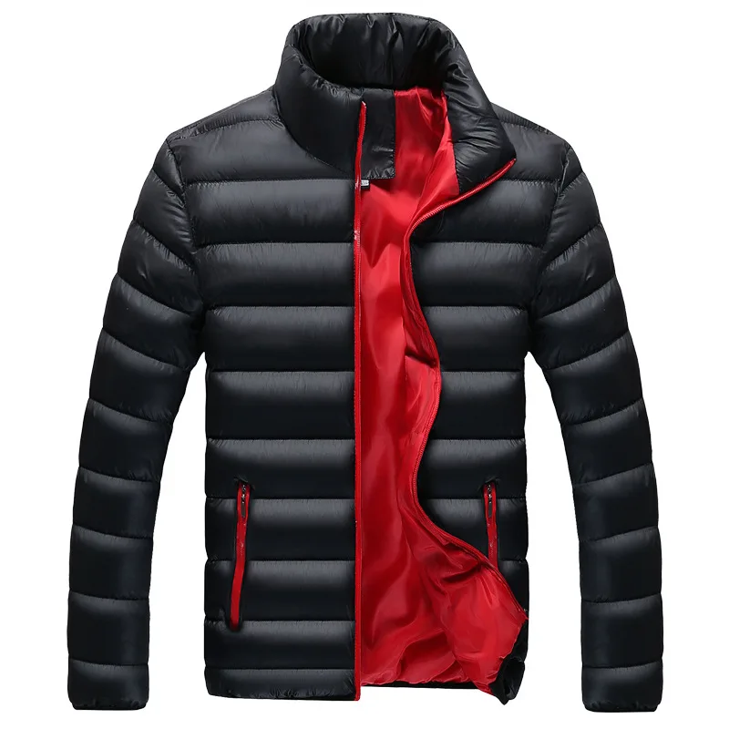 

New Autumn Jacket Men Warm Wadded Coat Male Casual Stand Collar Winter Thin Outwear Parka Plus Size 5XL Slim Coats