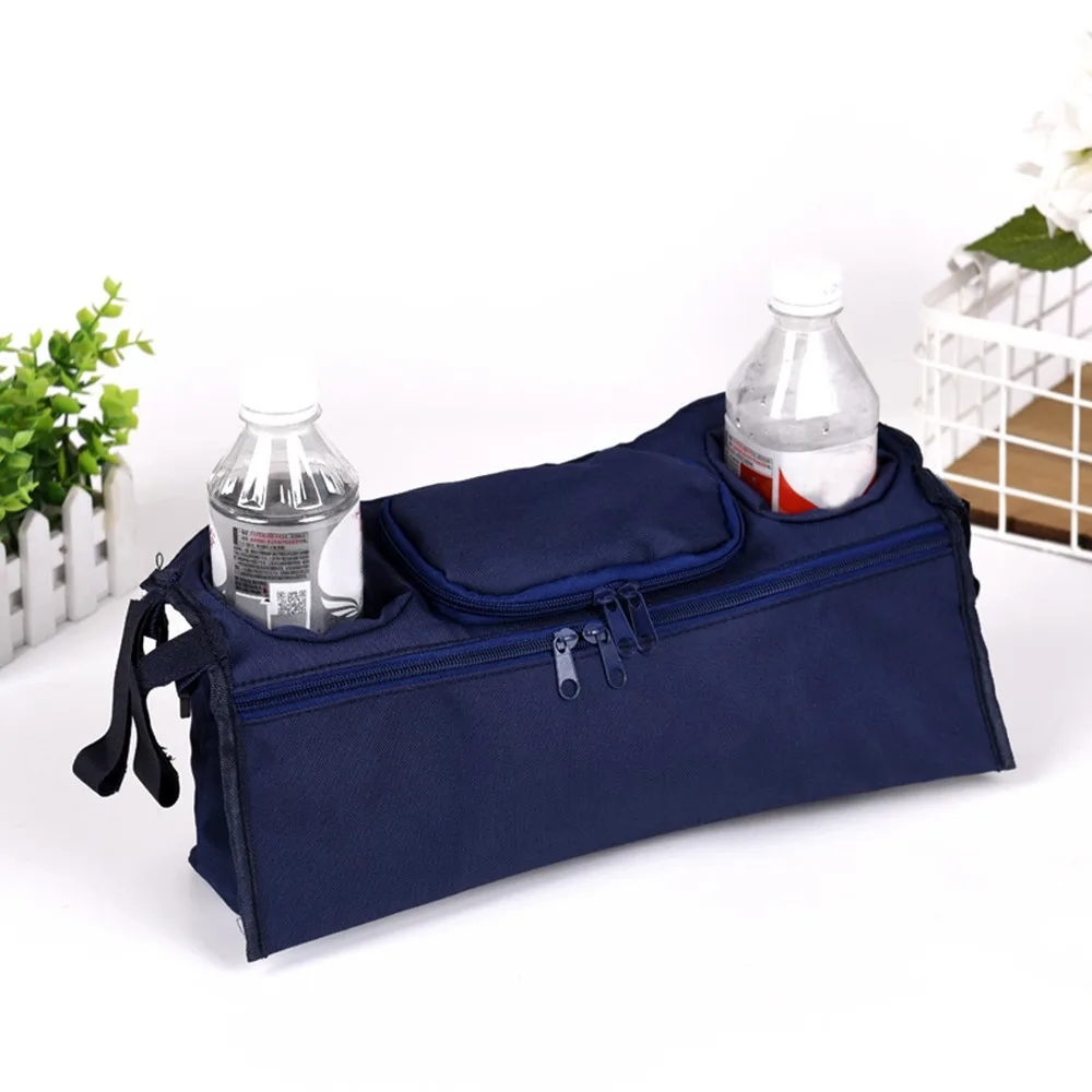 Stroller Organizer Bag for Stroller Cup Holder Baby Stroller Accessorie for Cart Hanging Bags Bottle Holder for yoyo yoya - Цвет: navy blue