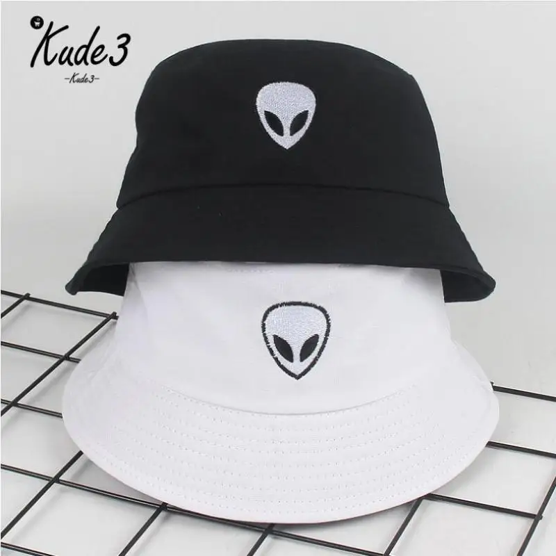 

2019 Black White Solid Alien Bucket Hat Unisex Bob Caps Hip Hop Gorros Men Women Summer Panama Cap Beach Sun Fishing Boonie Hat