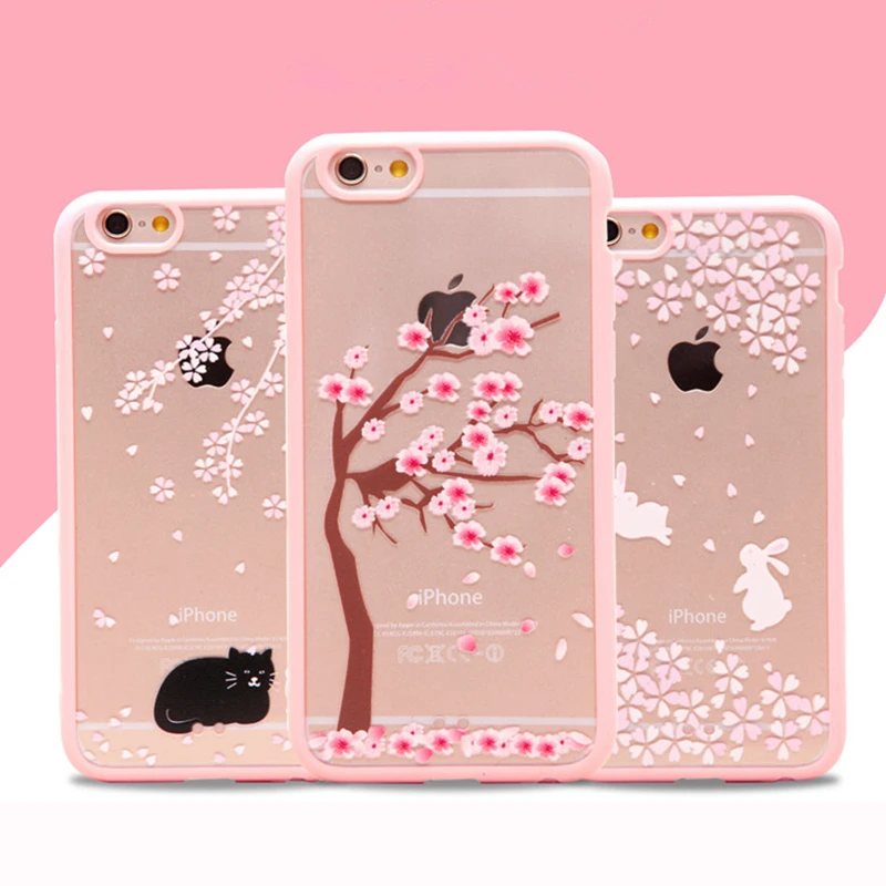 Cheap Coque For iPhone5 Cute Lovely Girl Pink Flower Tree