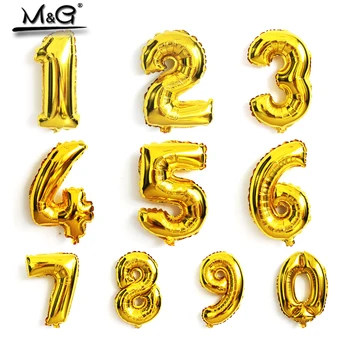 

1PCS 16 inch Gold Silver Digital balloons Aluminum Foil Balloon Wedding decorate letters balloon children birthday party
