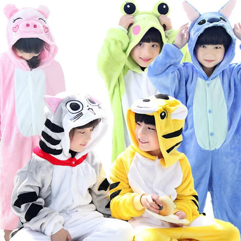 Зимние пижамы Kigurumi для девочек; Семейные рождественские пижамы с рисунком единорога из мультфильма «животные»; зимняя одежда для сна; детский фланелевый теплый комбинезон