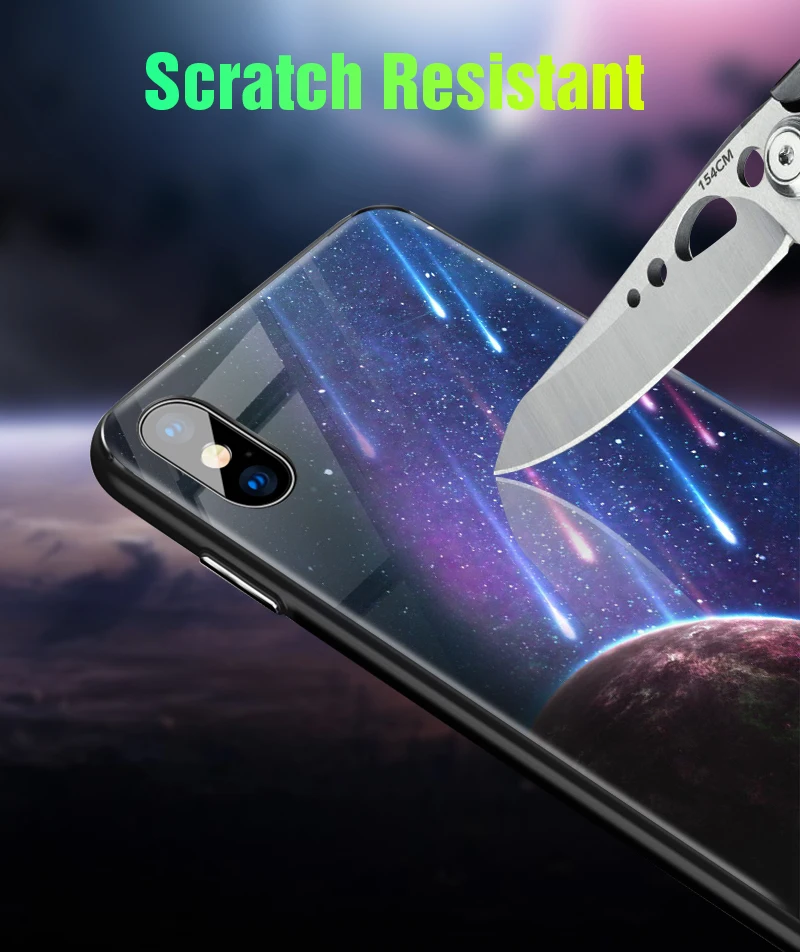 Artisome Glass Phone Case For iPhone 6 s 7 8 Plus Silicone Star Space Cover Case For iPhone X 10 XS MAX Luxury Case For iPhone 6 (7)