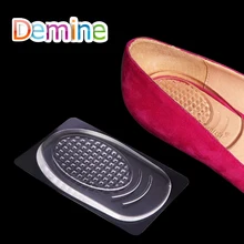 Demine силиконовые гелевые подушечки для пяток для мужчин и женщин, амортизация, облегчение боли, половинная поддерживающая Подушка, повседневные стельки, вставки на высоком каблуке