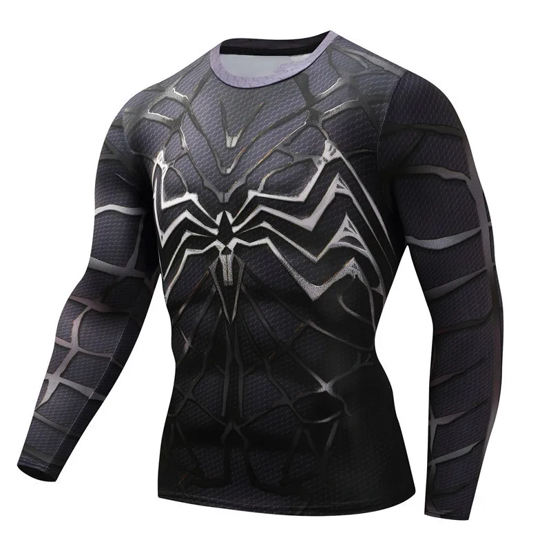 

Gyms Compression T-shirt Men Spiderman Tee Tshirt Long Sleeve Fitness Clothing 3D Print Character Spider Man Tshirts Jerseys