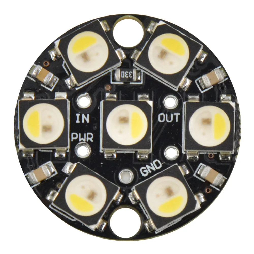

Mokungit 7 Bits LEDs SK6812 WS2812B 5050 RGB+white 6500K LED Ring Light with Integrated Module 5V