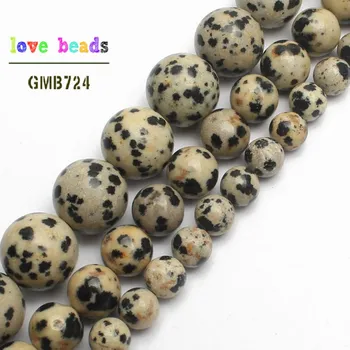 

Wholesale 2/3/4/6/8/10/12mm Natural Stone Beads Dalmation Stone Round Loose Beads For Jewelry Making DIY Bracelet 15inch