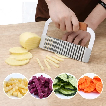 

50 pcs Fashion Hot Crinkle Cutter Wax Vegetable Soap Wavy Cutter Stainless Steel Potato Chip Dough Carrot Crinkle Wavy Slicer