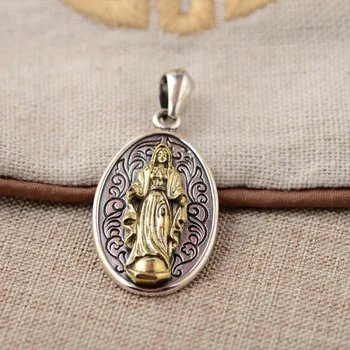 

S925 silver pendant jewelry wholesale Silver Antique Style Pendant Mary Maria