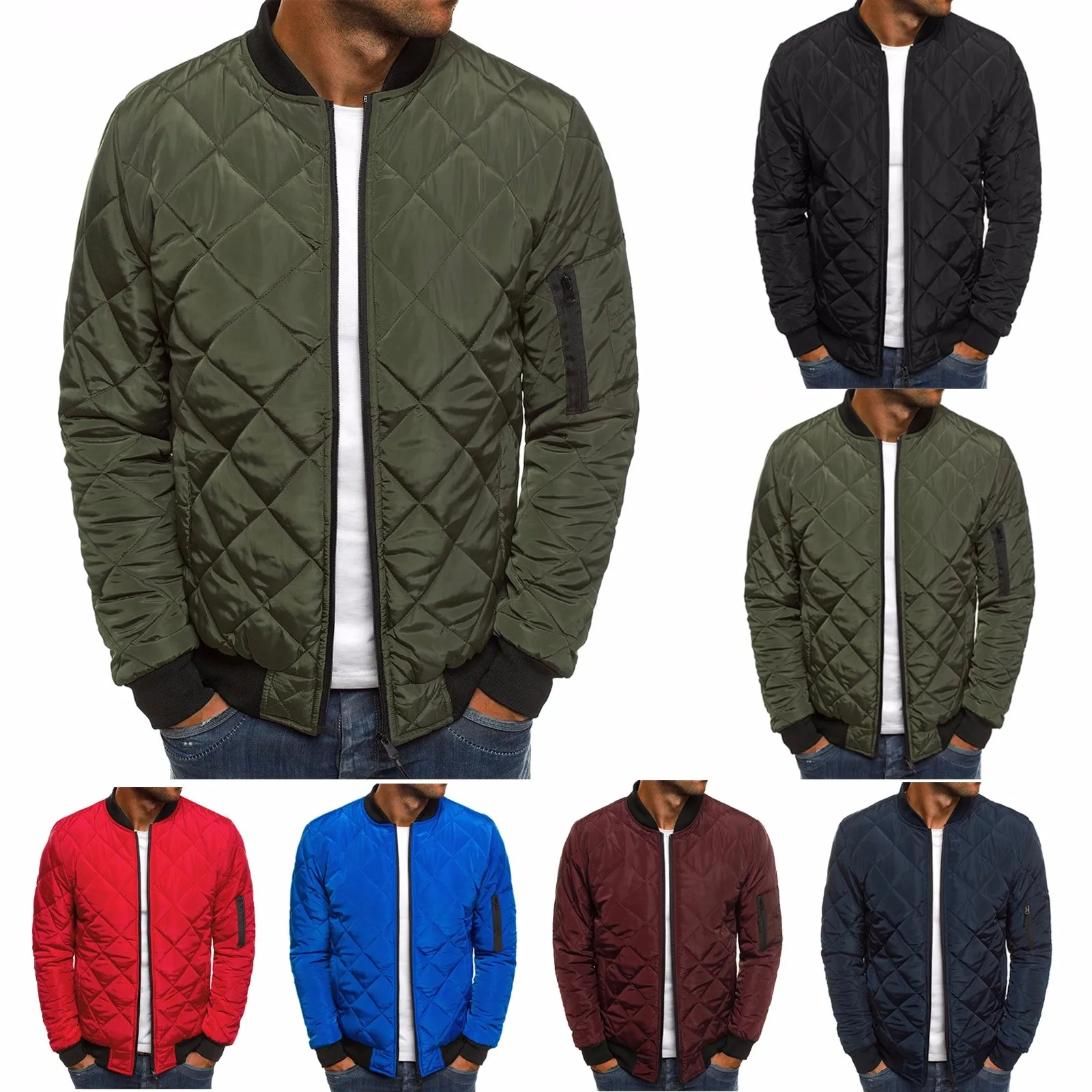 

ZOGAA Men Casual Plaid Parkas Jacket Wind Breaker Solid Color Brand Overcoat Winter Clothes Zipper Jackets men clothes