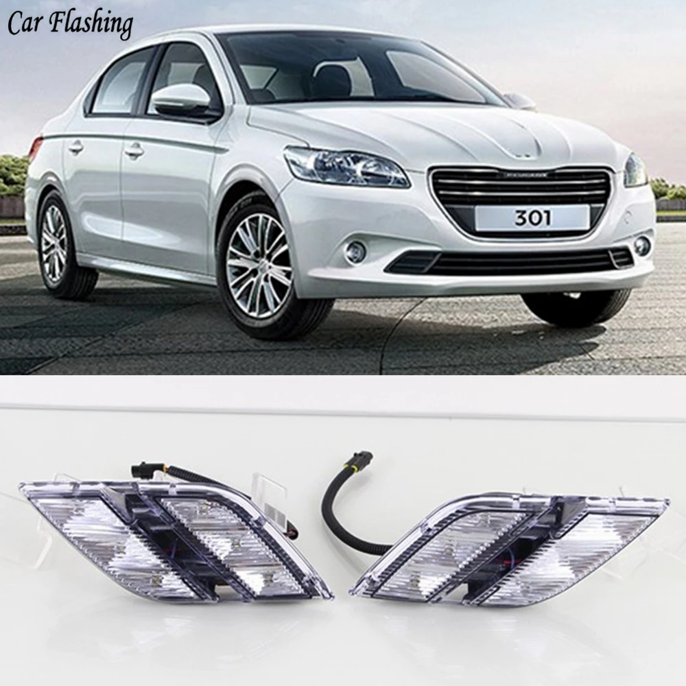 Автомобильный мигающий 2 шт. для Peugeot 301 2014 2015 светодиодный DRL вождения с дневным