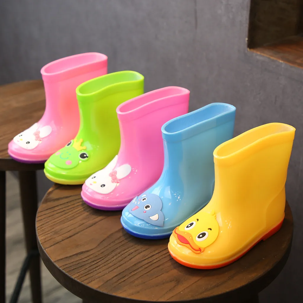 Новые детские непромокаемые сапоги для маленьких мальчиков и девочек; водонепроницаемая обувь из ПВХ с рисунком животных; Нескользящие резиновые сапоги; галоши;# g4