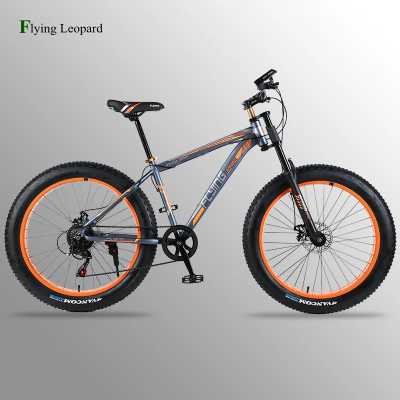

Flying Leopard bicycle Mountain bike road bike aluminum frame 7/21/24 speed mechanical brakes 26 "x 4.0 wheels long fork Fat