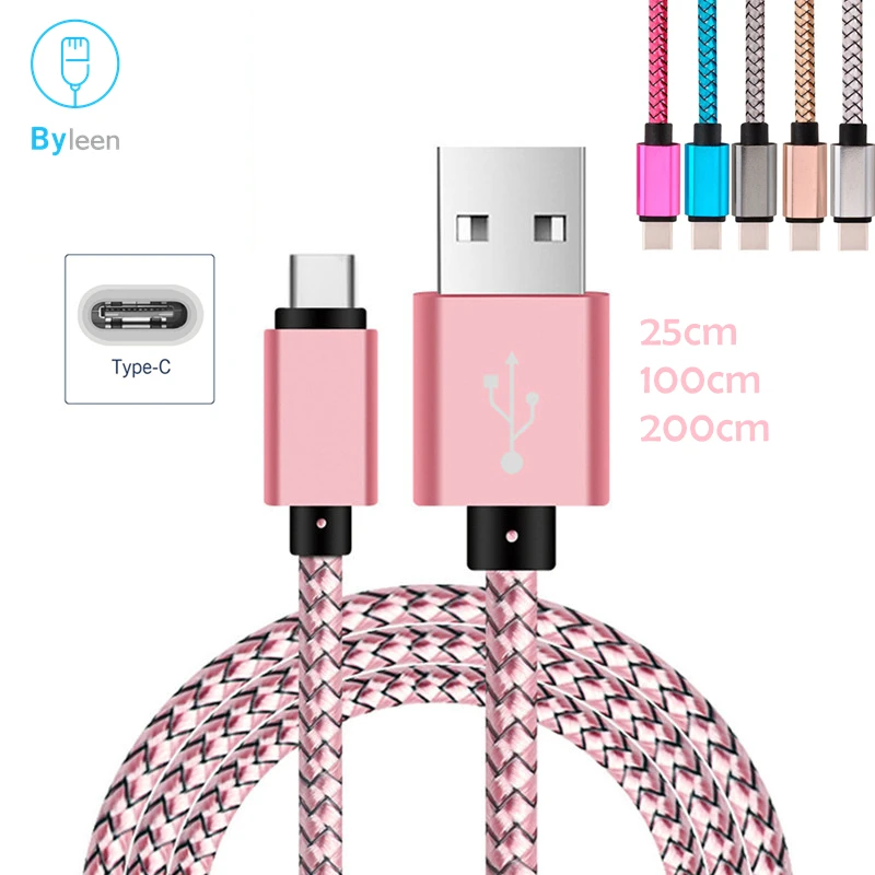 

Byleen Type C Flat Fast Charger 1M 25CM Short Line for huawei P20 mate 10 lite LG G6 H870 LGM-G600 K L S LG Q8 V30 + V20 Q6 G5