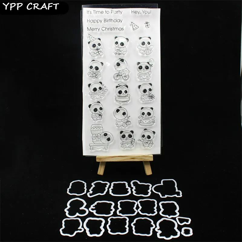 YPP CRAFT Cute штамп с пандой и трафареты для резки металла сделай сам