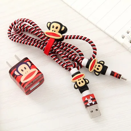 Хорошие подарки милый мультяшный usb-кабель протектор для наушников с кабельным Стикеры для намотки спиральный usb-шнур с зарядным устройством для iphone 5 6 6s 7
