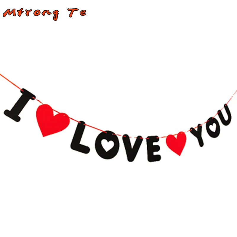 1 комплект красного сердца и буквы нетканый I Love You баннер для свадебного
