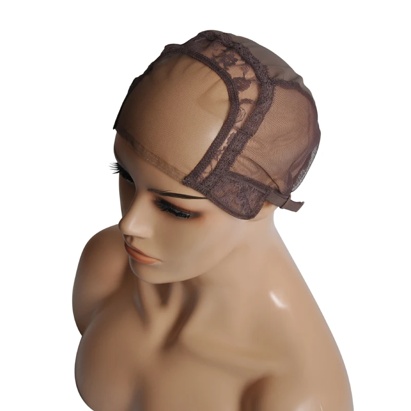 S/M/L U Part Swiss Lace Wig Cap For Making Wigs With Adjustable Stretch Straps Glueless Weaving Cap Hair Extension Cap