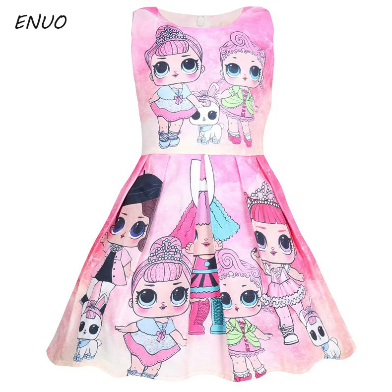 

Summer Children Dress Cartoon Girls Print Kids Princess Dresses for Girls Sleeveless Girl Dress Cute Girls Clothes 3-8 Years Old