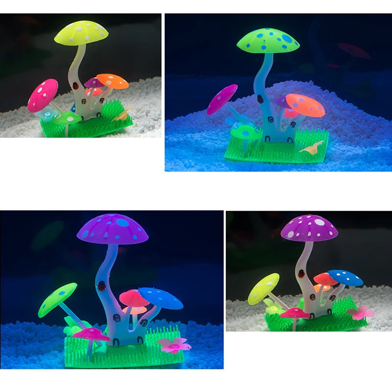 15*12*9CM Aquariums Fish Tank Decoration Artificial Coral Silicone Mushroom Small House Shape